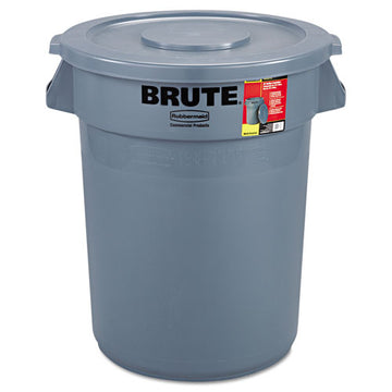Rubbermaid® Commercial Brute Container With Lid, Round, Plastic, 32 Gal, Gray freeshipping - TVN Wholesale
